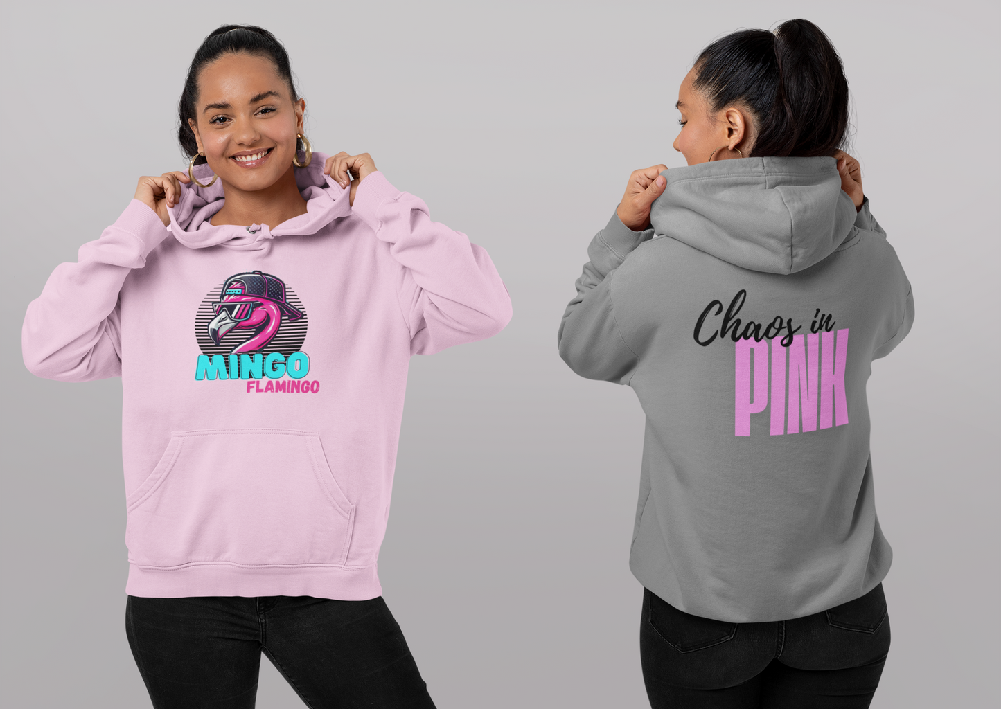 Adult Hoodie - Mingo Flamingo: Chaos in Pink